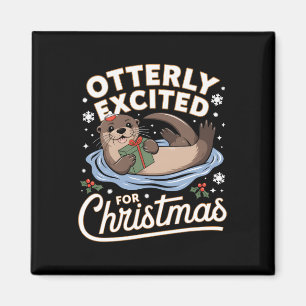 Otter Christmas Pajama Weihnachtsmannmütze Animal Magnet