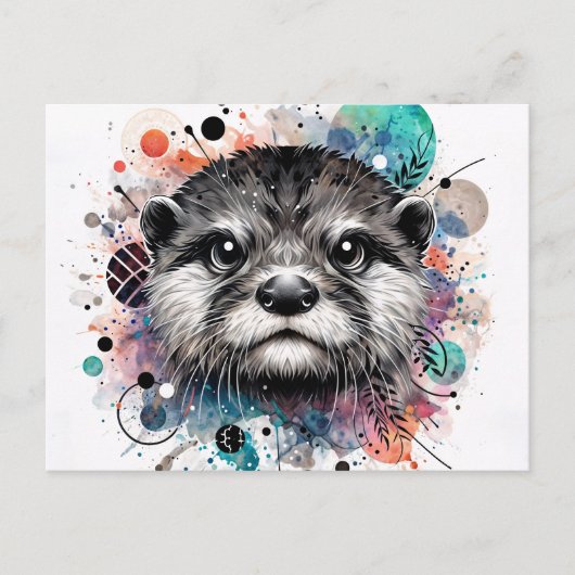 Otter Colorful Watercolor Art Postkarte (Vorderseite)