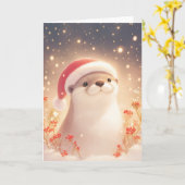Otter Cosy Christmas Eve Karte (Gelbe Blume)