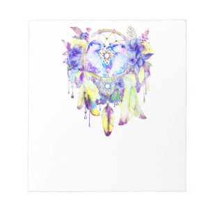 Otter Dreamcatcher Blue Yellow Floral Notizblock