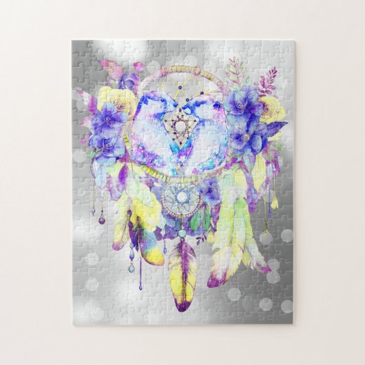 Otter Dreamcatcher Blue Yellow Floral Puzzle (Vertikal)