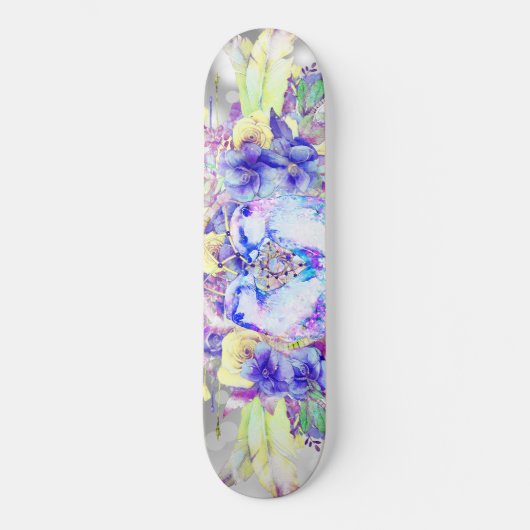 Otter Dreamcatcher Blue Yellow Floral Skateboard (Vorderseite)