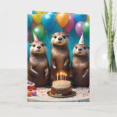 Otter-Drillinge Lieben Euch Geburtstagsfeier, Karte (Rückseite)