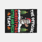 Otter Eating Zza Santa Hat Xmas Light Christmas Fleecedecke (Vorderseite (Horizontal))