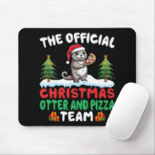 Otter Eating Zza Santa Hat Xmas Light Christmas  Mousepad (Mit Mouse)