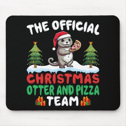 Otter Eating Zza Santa Hat Xmas Light Christmas  Mousepad (Vorne)