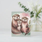 Otter-Eltern und Kind Postkarte (Stehend Vorderseite)