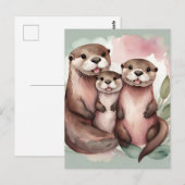 Otter-Eltern und Kind Postkarte (Vorne/Hinten)