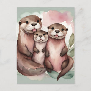 Otter-Eltern und Kind Postkarte
