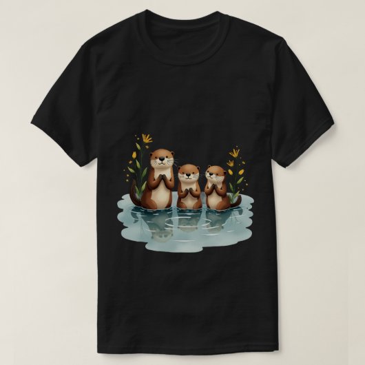 Otter-Familie T-Shirt (Design vorne)