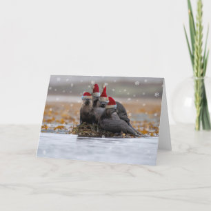Otter-Familien-Weihnachten Karte