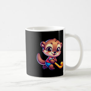 Otter-Feldhockey-Cartoon-Spieler Süße Sportmaskott Kaffeetasse