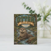 Otter Forest Fluss POPCUT Postkarte (Stehend Vorderseite)