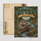 Otter Forest Fluss POPCUT Postkarte (Vorne/Hinten)