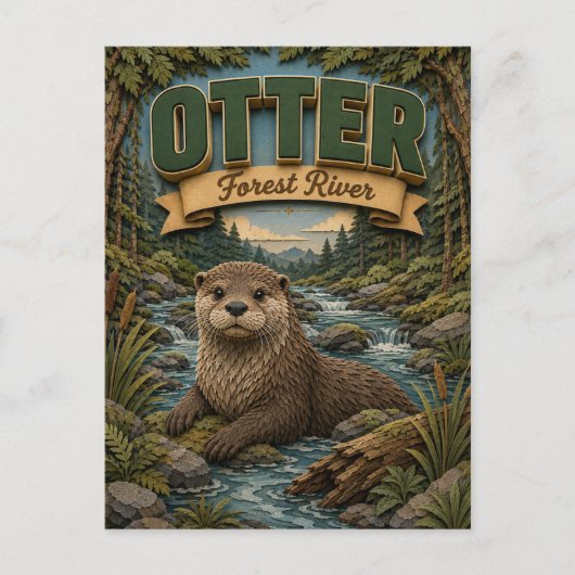 Otter Forest Fluss POPCUT Postkarte (Vorderseite)