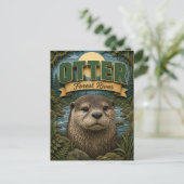 Otter Forest River Popcut Postkarte (Stehend Vorderseite)