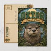 Otter Forest River Popcut Postkarte (Vorne/Hinten)