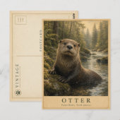 Otter Forest Rivers VINTAGE Postkarte (Vorne/Hinten)