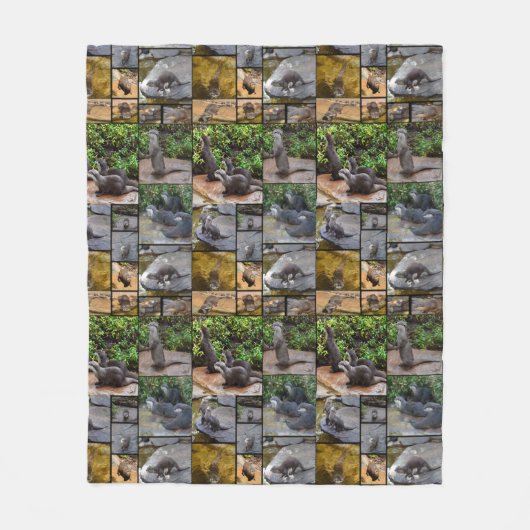 Otter Foto Collage Medium Fleece Blanket (Vorderseite)