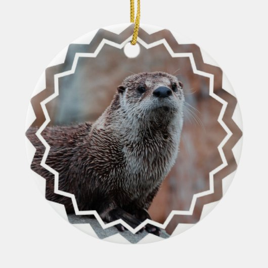Otter-Foto-Verzierung Keramikornament (Vorne)