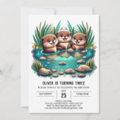Otter Friends Whimsical Geburtstag Einladung (Vorderseite)