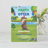 Otter Fun Birthday Party Park Zoo Tier Einladung (Stehend Vorderseite)