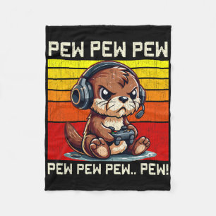 Otter Gamer Pew Lustige Videospiele Vintage Jungen Fleecedecke