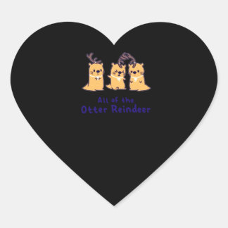 Otter Gift | Gesamter Rentier Herz-Aufkleber