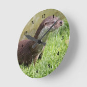 Otter Grass Wildlife Foto Runde Wanduhr (Winkel)
