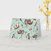 Otter Greetings Card Karte (Gelbe Blume)