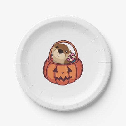 Otter Halloween Pappteller (Vorderseite)