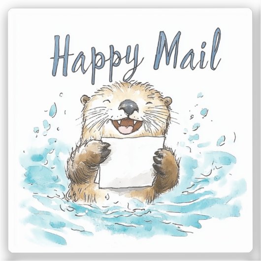 Otter Happy Mail Aufkleber (Vorderseite)