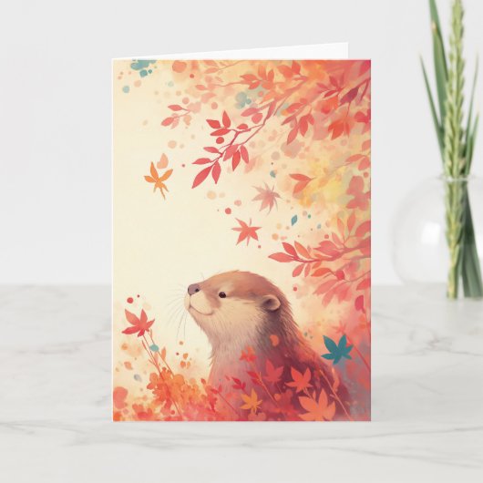 Otter Herbst Wunder Karte (Vorderseite)