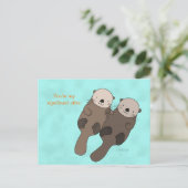 Otter Holding Hand Postcard Niedlich Otter Couple Postkarte (Stehend Vorderseite)