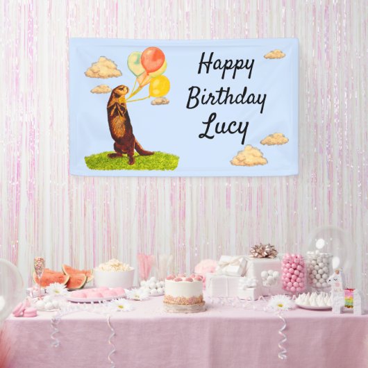 Otter Holding Party Balloons Banner (Party)