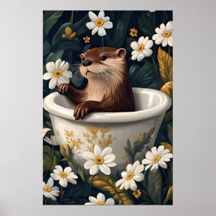 Otter im Badewanne Poster, Lustiges Tier Poster