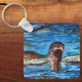 Otter im Waves Painting Schlüsselanhänger (Vorderseite)