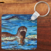 Otter im Waves Painting Schlüsselanhänger (Rückseite)