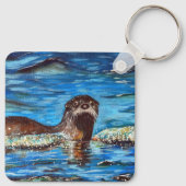 Otter im Waves Painting Schlüsselanhänger (Rückseite)