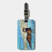 Otter in den Waves 2 Gemälde Gepäckanhänger (Vorderseite vertikal)