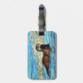 Otter in den Waves 2 Gemälde Gepäckanhänger (Rückseite vertikal)