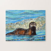 Otter in den Waves 2 Gemälde Puzzle (Horizontal)