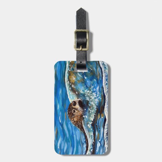 Otter in der Meeresmalerei Gepäckanhänger (Vorderseite vertikal)