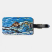 Otter in der Meeresmalerei Gepäckanhänger (Rückseite horizontal)
