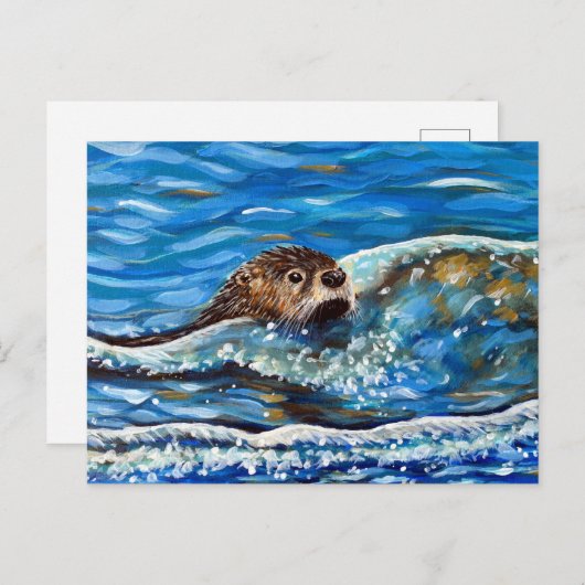 Otter in der Meeresmalerei Postkarte (Vorne/Hinten)