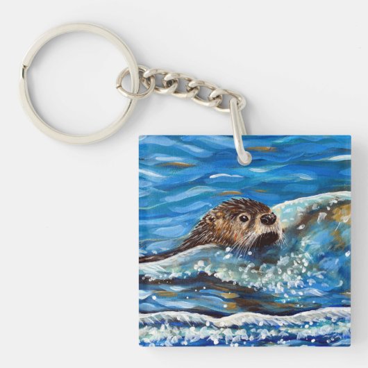 Otter in der Meeresmalerei Schlüsselanhänger (Vorderseite)
