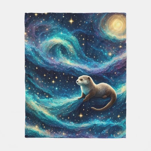 Otter in der Sternennacht Fleecedecke (Vorderseite)