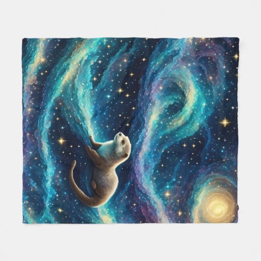 Otter in der Sternennacht Fleecedecke (Vorderseite (Horizontal))