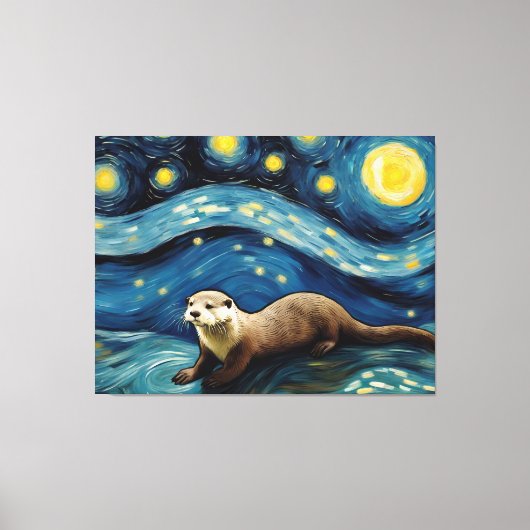 Otter in der Sternennacht Leinwanddruck (Vorderseite)