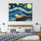 Otter in der Sternennacht Leinwanddruck (Insitu (Schlafzimmer))